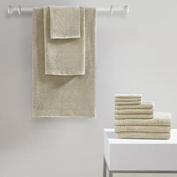 510 Design 100% Cotton 12 Piece Bath Towel Set in Taupe - Olliix 5DS73-0217