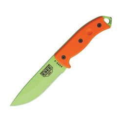 Esee Model 5 Survival Fixed Blade Knife Sheath 5.375in Venom Green Powder Coated Carbon Steel Orange G10 Handle ES5PVG