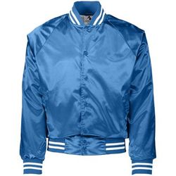 Augusta Sportswear 3610 Satin Baseball Jacket/Striped Trim in Royal/White size 2XL | Nylon