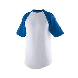 Augusta Sportswear 424 Athletic Youth Baseball Short Sleeve Top 2.0 in White/Royal size Small | Cotton/Polyester Blend