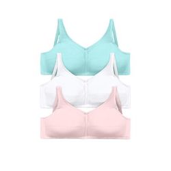 Plus Size Women's 3-Pack Cotton Wireless Bra by Comfort Choice in Pastel Assorted (Size 42 D)
