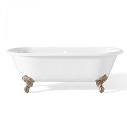 Cheviot Regal 61 Inch Double Ended Cast Iron Clawfoot Tub - Continuous Roll Rim - No Faucet Drillings 2127-WW-BN