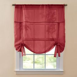 Wide Width BH Studio Sheer Voile Tie-Up Shade by BH Studio in Burgundy (Size 44" W 63" L) Window Curtain