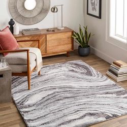Walloon 8'10" x 12'2" Modern Charcoal/Light Gray/Gray/Ivory Area Rug - Boutique Rugs