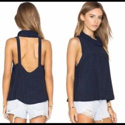 Free People Tops | Free People Cowl Neck Tank With Open Back | Color: Black | Size: Xs