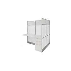 60"W x 49"D x 67"H White Laminate Washable Double Add-On Cubicle