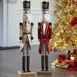 36"H Wooden Nutcracker by BrylaneHome in Red Christmas Decoration
