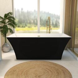 Randolph Morris Dax 60 Inch Acrylic Double Ended Freestanding Tub - No Faucet Drillings RMA31-BB-BLK