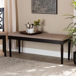 Baxton Studio Giovanni Modern Sand Fabric & Dark Brown Finished Wood Dining Bench - Wholesale Interiors RH038-Sand/Dark Brown-Dining Bench