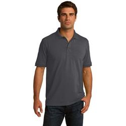 Port & Company KP55 Core Blend Jersey Knit Polo Shirt in Charcoal size Medium | Cotton Polyester