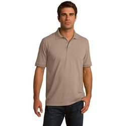 Port & Company KP55 Core Blend Jersey Knit Polo Shirt in Sand size XS | Cotton Polyester