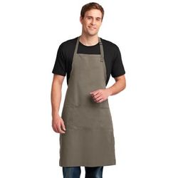 Port Authority A700 Easy Care Extra Long Bib Apron with Stain Release in Khaki size OSFA | Cotton/Polyester Blend