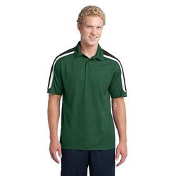 Sport-Tek ST658 Tricolor Shoulder Micropique Sport-Wick Polo Shirt in Forest Green/Black/White size 3XL | Polyester