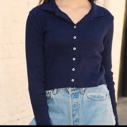 Brandy Melville Tops | Brandy Melville Cropped Ribbed Top - Nwot! | Color: Blue | Size: Os - See Measurements