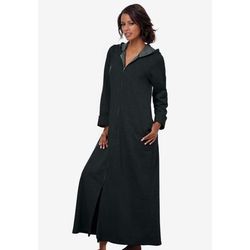 Plus Size Women's Long Hooded Fleece Sweatshirt Robe by Dreams & Co. in Heather Charcoal (Size 6X)