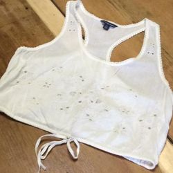American Eagle Outfitters Tops | Cropped Tank Top | Color: Cream | Size: S