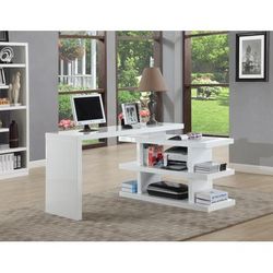 Contemporary Motion Home Office Desk w/ Shelves - Chintaly 6915-DSK