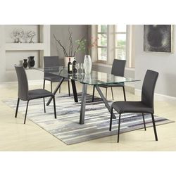 Contemporary Dining Set w/Extendable Glass Table & Curved-Back Chairs - Chintaly AIDA-5PC