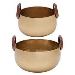 " 10/12" Bowl With Handles, Gold - Sagebrook Home 15520"