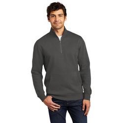 District DT6106 V.I.T. Fleece 1/4-Zip T-Shirt in Charcoal size Large | Cotton