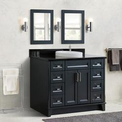 "49" Single sink vanity in Dark Gray finish with Black galaxy granite and round sink - BellaTerra 400700-49S-DG-BGRD"