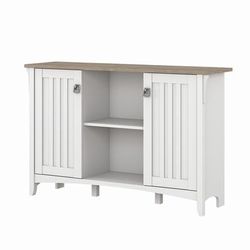 Bush Furniture Salinas Accent Storage Cabinet with Doors in Pure White and Shiplap Gray - Bush Furniture SAS147G2W-03