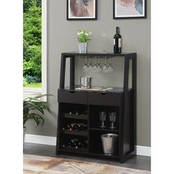 Uptown Wine Bar with Cabinet - Convenience Concepts 121325BLMES