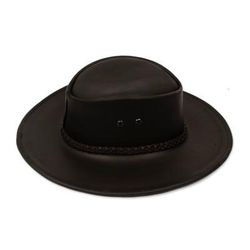 Outback Ranger in Black,'Black Leather Men's Hat from Mexico'