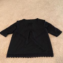 Victoria's Secret Tops | Black Lace Hemmed Short Sleeve Top Never Worn | Color: Black | Size: M