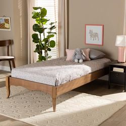 Baxton Studio Marieke Vintage French Inspired Ash Walnut Finished Wood Twin Size Platform Bed Frame - Wholesale Interiors MG97132-Ash Walnut-Twin-Frame