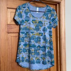 Lularoe Tops | Lularoe Short Sleeve Top | Color: Gold/Gray | Size: Xs