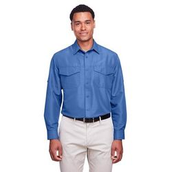 Harriton M580L Men's Key West Long-Sleeve Performance Staff Shirt in Pool Blue size Medium | Polyester