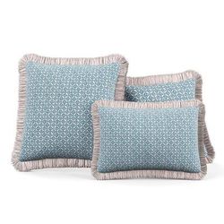 Carmona Tile Fringed Indoor/Outdoor Pillow - Indigo , 20" x 7" Bolster Indigo - Frontgate