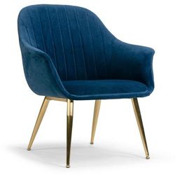 Angela Blue Velvet Accent Chair with Golden Metal Legs Stitching Accent - Glamour Home GHACC-1350