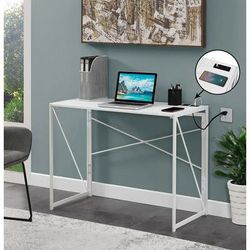 Xtra Folding Desk with Charging Station - Convenience Concepts 090111WWFEL