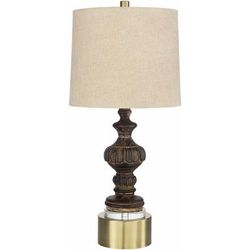 Anchovy 26"H x 12"W x 12"D Rustic End Table Lamp White/Brown/Natural/Brass/Translucent/Dark Red/Metallic - Brass Table Lamp - Boutique Rugs