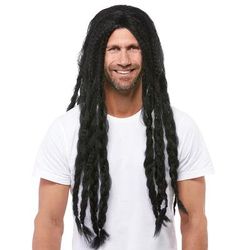 Perruque cheveux longs "rasta", noir