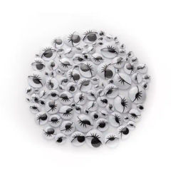 Yeux mobiles avec cils, à coller, 7–25 mm, 100 pièces