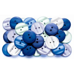 buttinette Boutons tendance, tons bleus, 22 mm Ø, 40 pièces