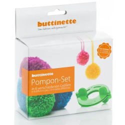 buttinette Kit création pompons, avec gabarits en 6 dimensions différentes (2,5-9 cm Ø)
