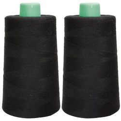buttinette Lot de 2 bobines de fil pour surjeteuse, grosseur : 120, 5 000 m, noir