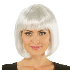 Perruque coupe carrée, blanc/argenté