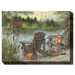 LAKE TIME OUTDOOR ART 40X30 by West of the Wind in Multi