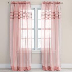 Wide Width BH Studio Sheer Voile Pleated Rod-Pocket Panel by BH Studio in Pale Rose (Size 56" W 63" L) Window Curtain