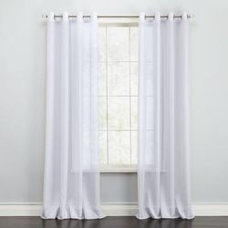 Wide Width BH Studio Sheer Voile Grommet Panel by BH Studio in White (Size 56" W 95" L) Window Curtain