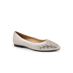 Extra Wide Width Women's Estee Woven Flat by Trotters in Silver Embossed (Size 8 1/2 WW)