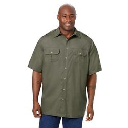 Men's Big & Tall Short-Sleeve Pilot Shirt by Boulder Creek in Olive (Size 8XL)