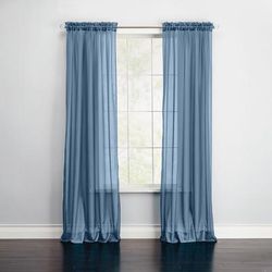 BH Studio Sheer Voile Rod-Pocket Panel Pair by BH Studio in Smoke Blue (Size 120"W 72" L) Window Curtains