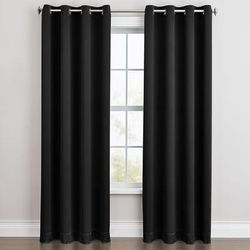 Wide Width BH Studio Room-Darkening Grommet Panel by BH Studio in Black (Size 54" W 84" L) Window Curtain