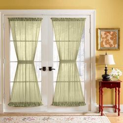 Wide Width BH Studio Sheer Voile Door Panel With Tiebacks by BH Studio in Sage (Size 60" W 54" L) Window Curtain